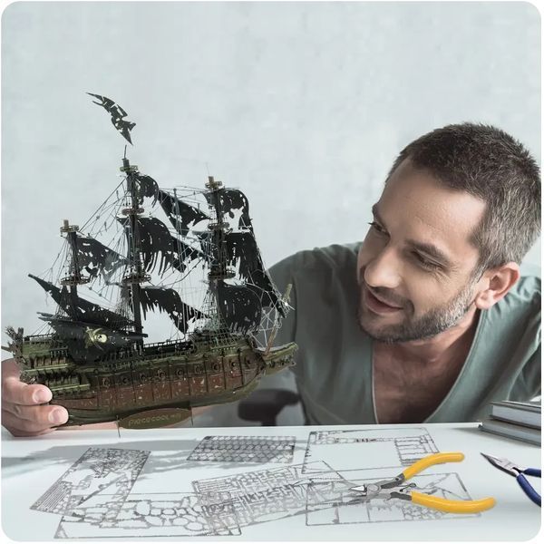 Металлический 3D-пазл корабль &laquo;Летучий Голландец&raquo; 369 элементов, металлический конструктор кораблей, Пираты Карибского моря SK028(1) фото